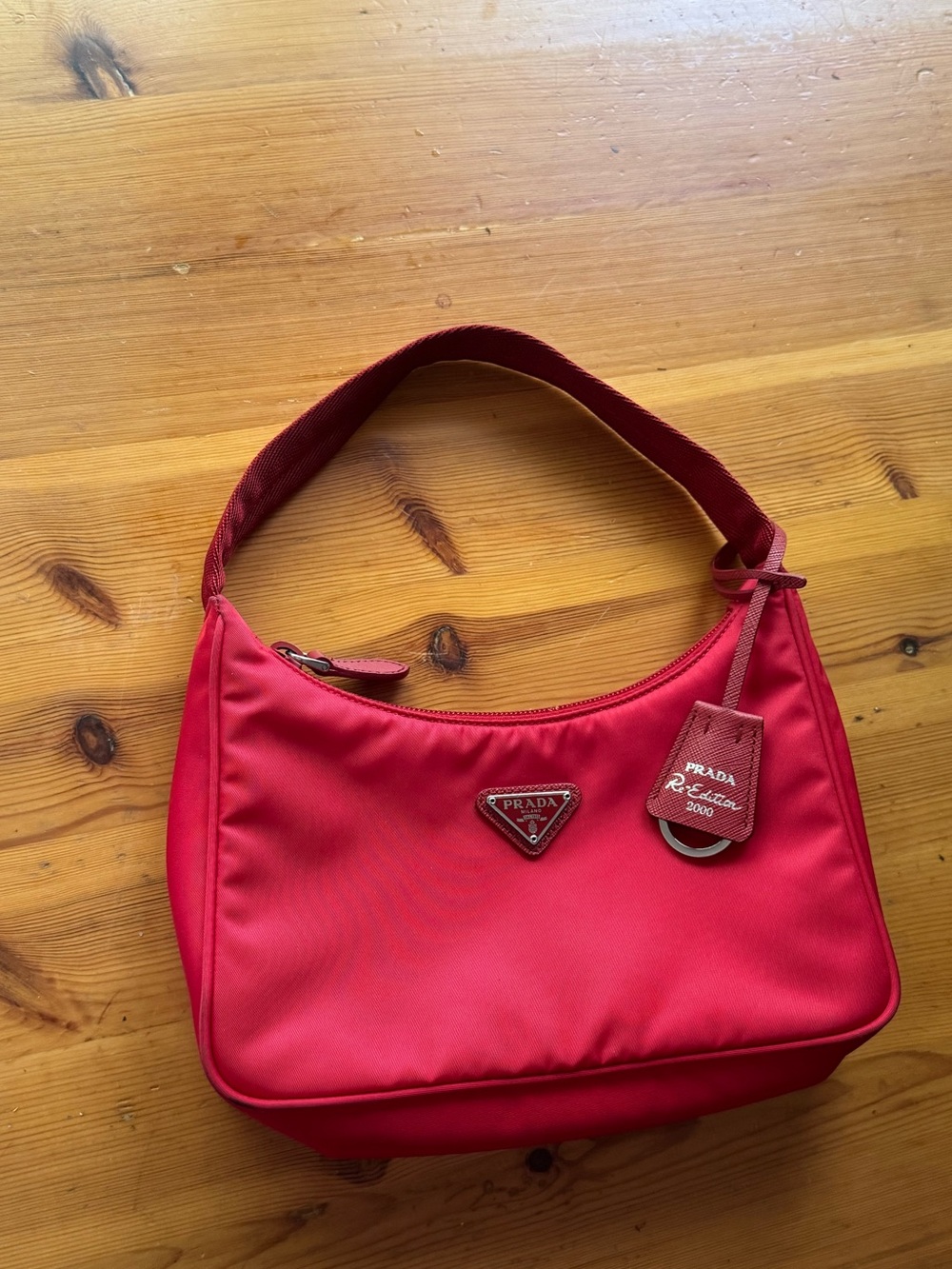 Prada Red Re-Edition 2000 Nylon Shoulder Bag